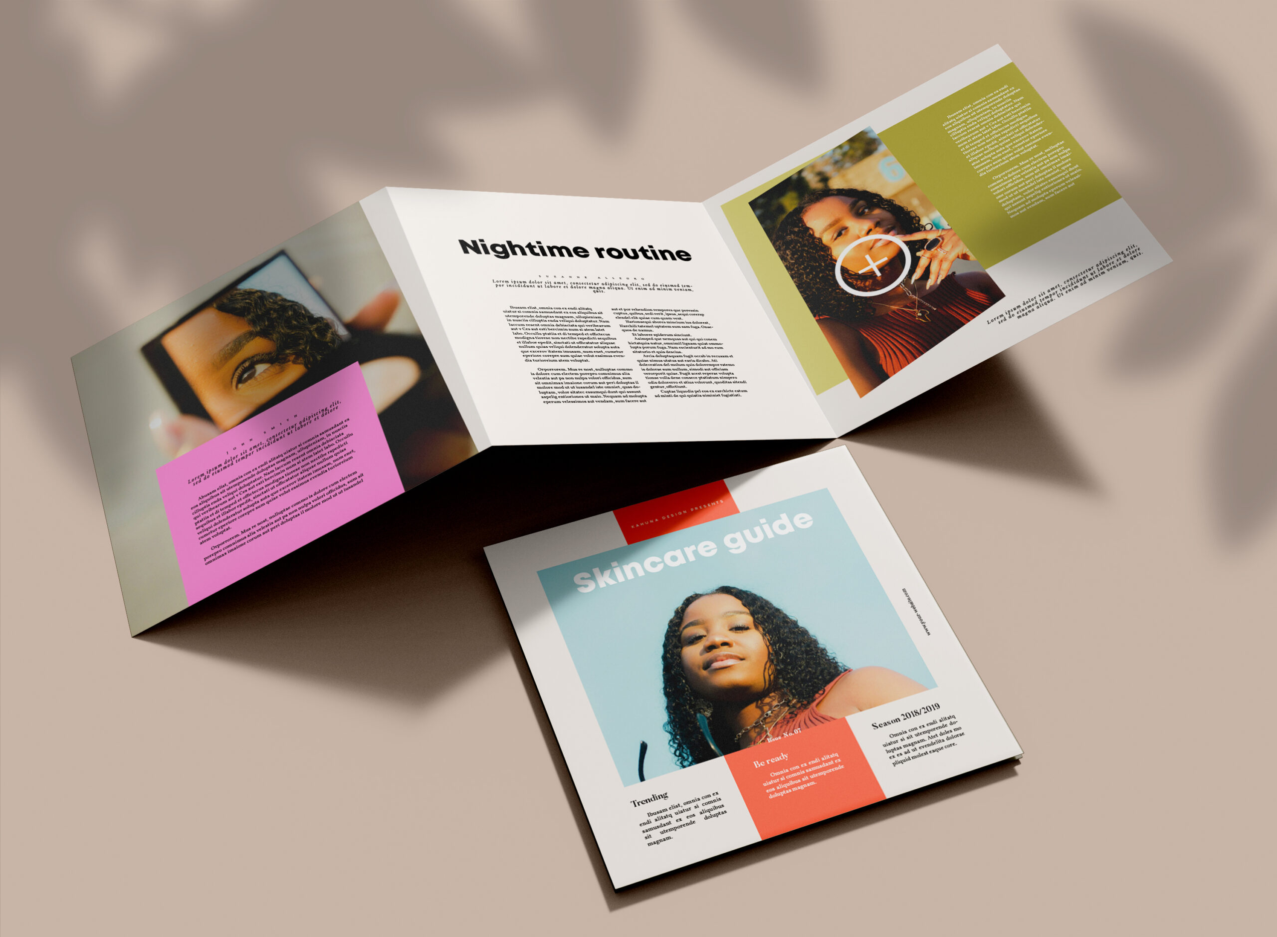 Creative brochure cover featuring a skincare guide, exuding confidence and allure. Dive into a world of creative and colour print design services!