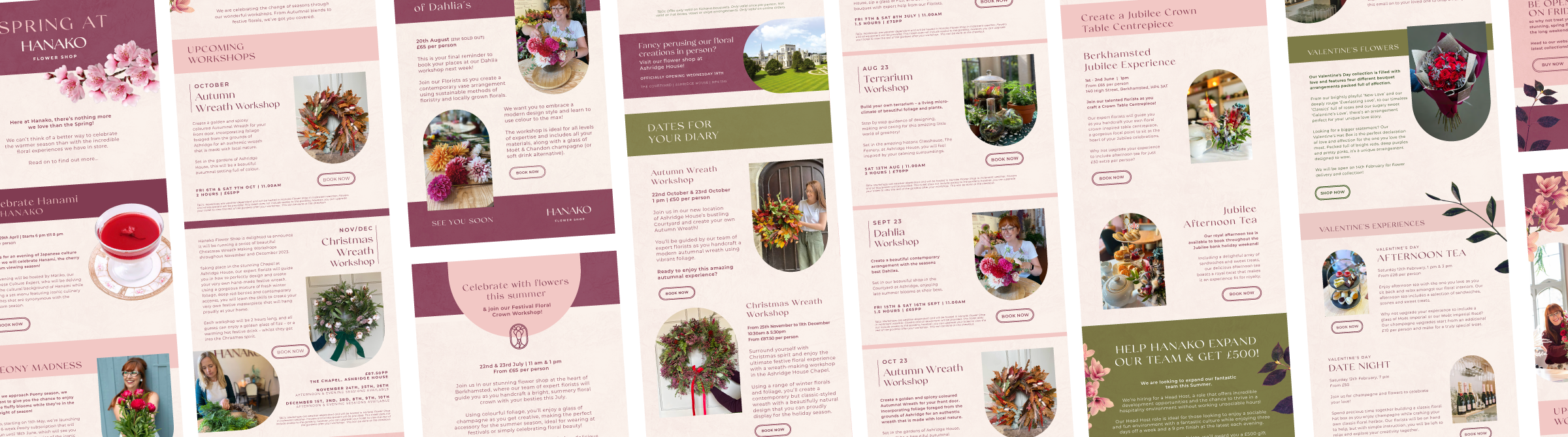 A captivating display of email designs for artisan florist, showcasing their beautiful arrangements.