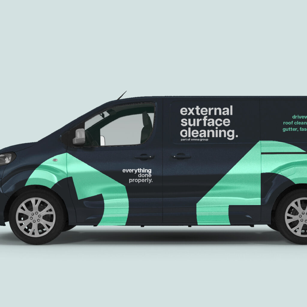 Parked van with colourful and engaging van wrap graphics, graphic design agency