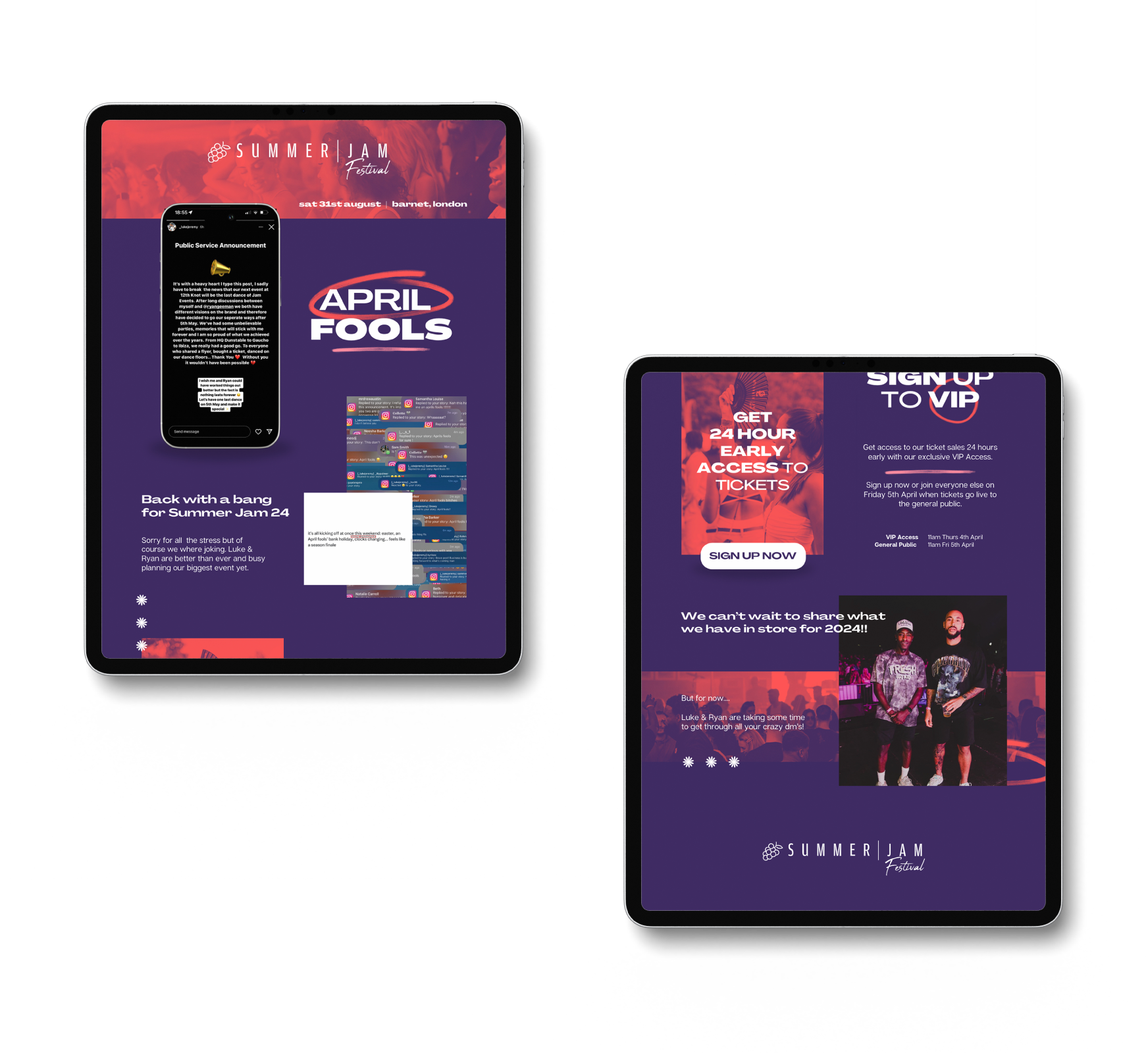 Email design mockup for rnb festival marketing, Summer Jam Festival