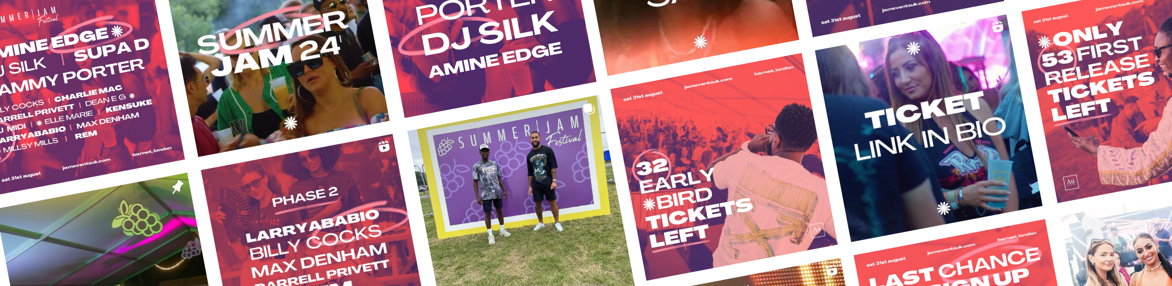 A collage of Summer Jam Festival social post designs