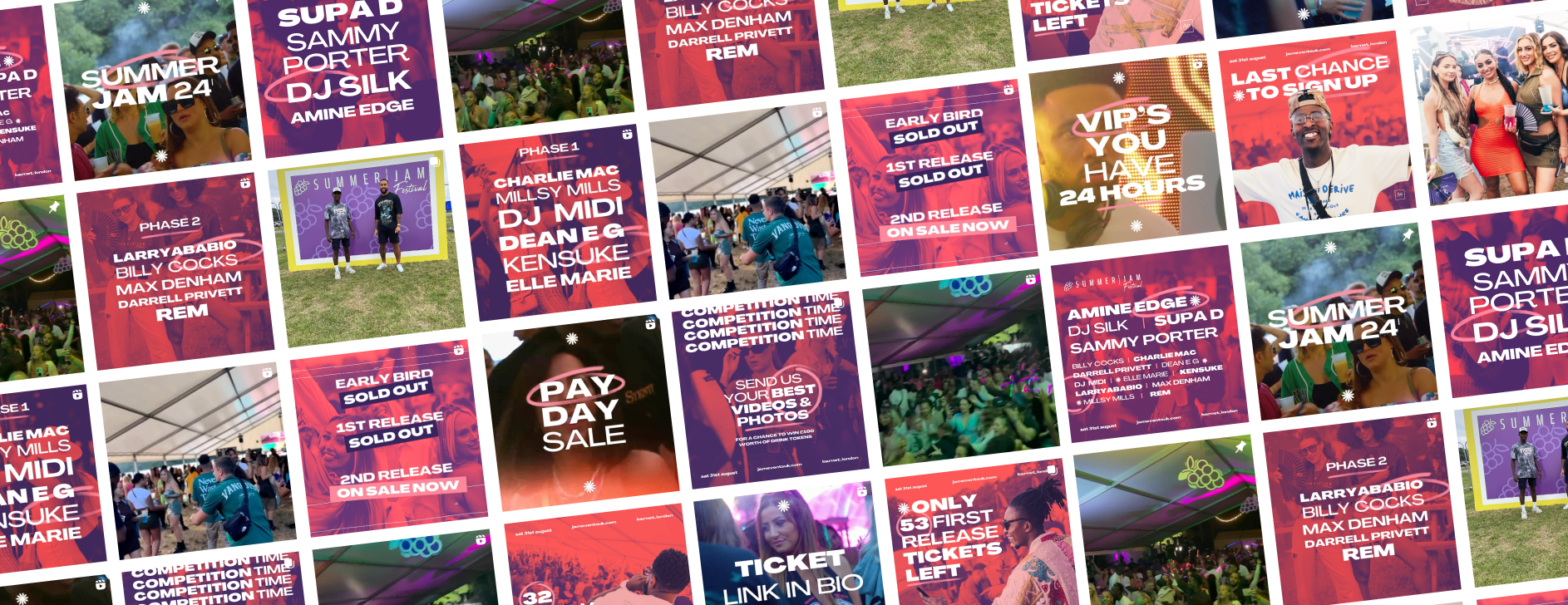 A collage of Summer Jam Festival social post designs